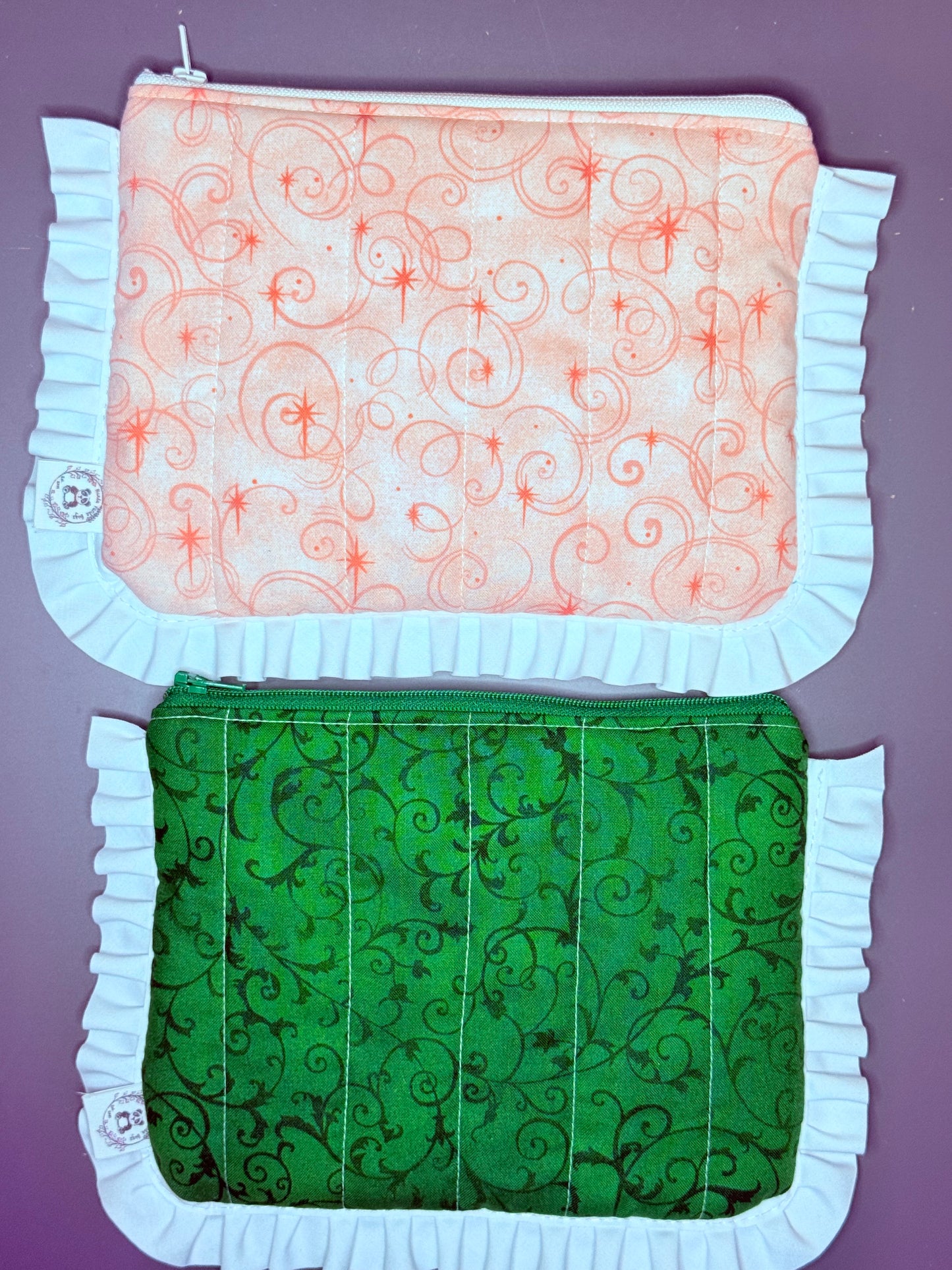 Green and Pink witches ruffle pouch