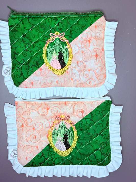 Green and Pink witches ruffle pouch